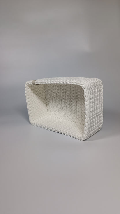 RECTO Basket — Milk | Handmade Crochet Organizer with Knitted Bottom