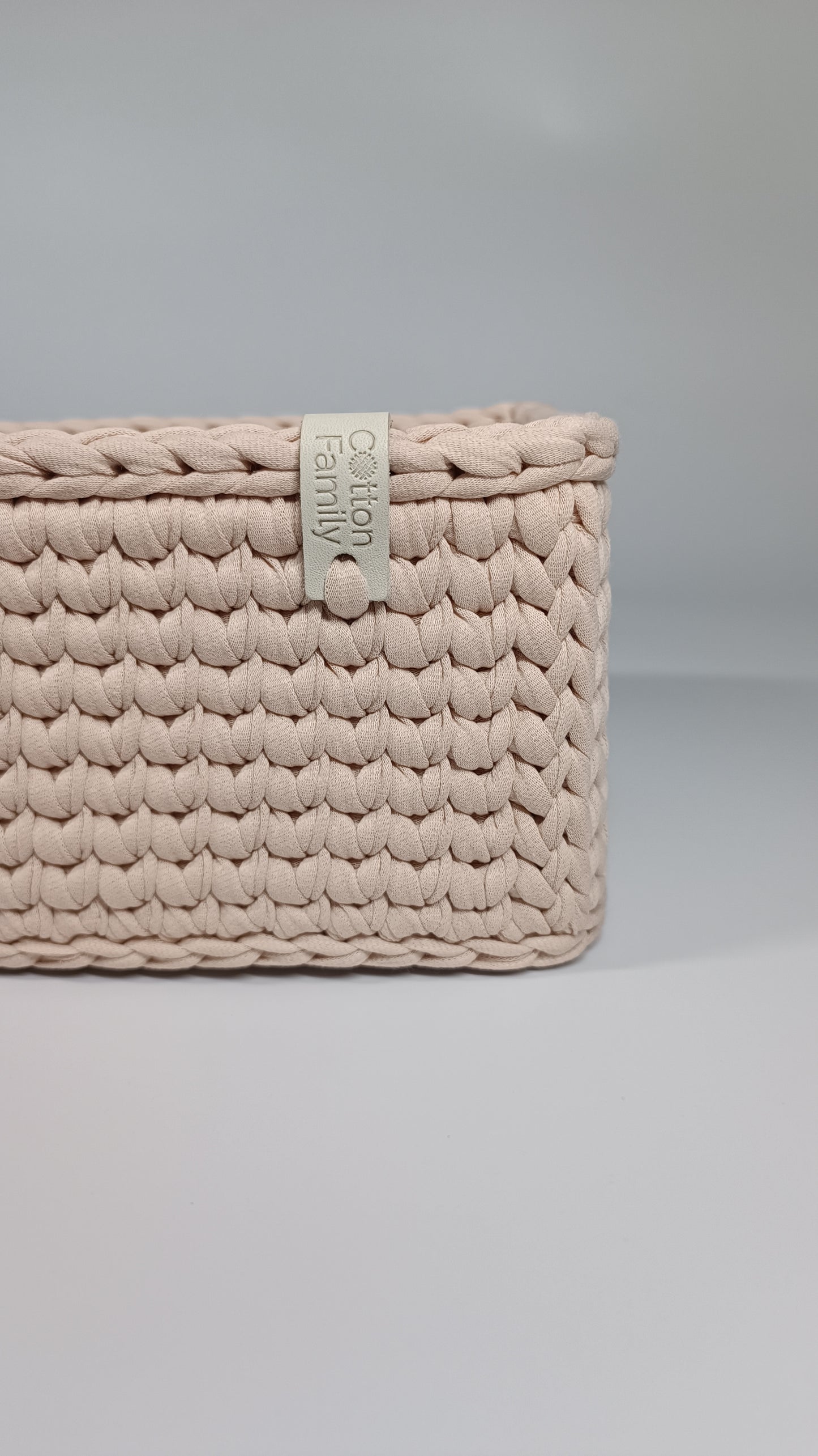 RECTO Basket — Powder | Handmade Crochet Organizer with Knitted Bottom