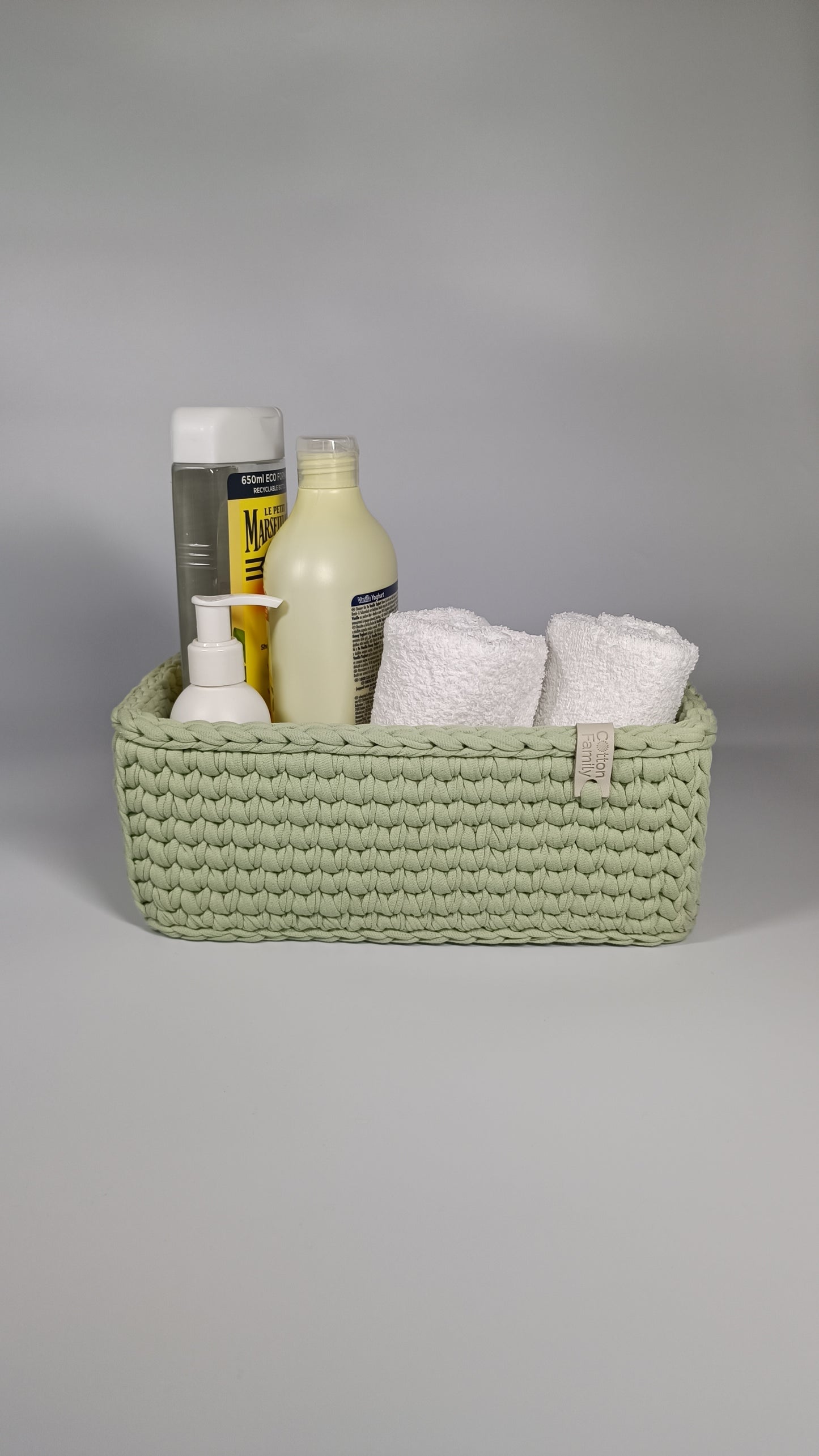 RECTO Basket — Matcha | Handmade Crochet Organizer with Knitted Bottom