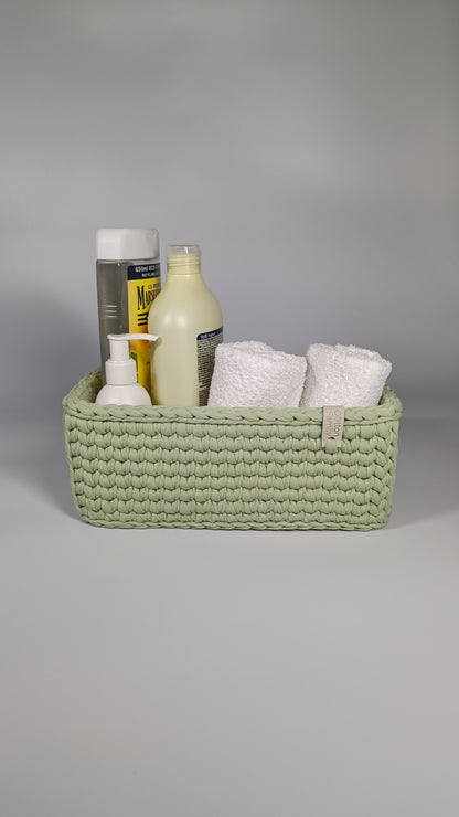 RECTO Basket — Matcha | Handmade Crochet Organizer with Knitted Bottom