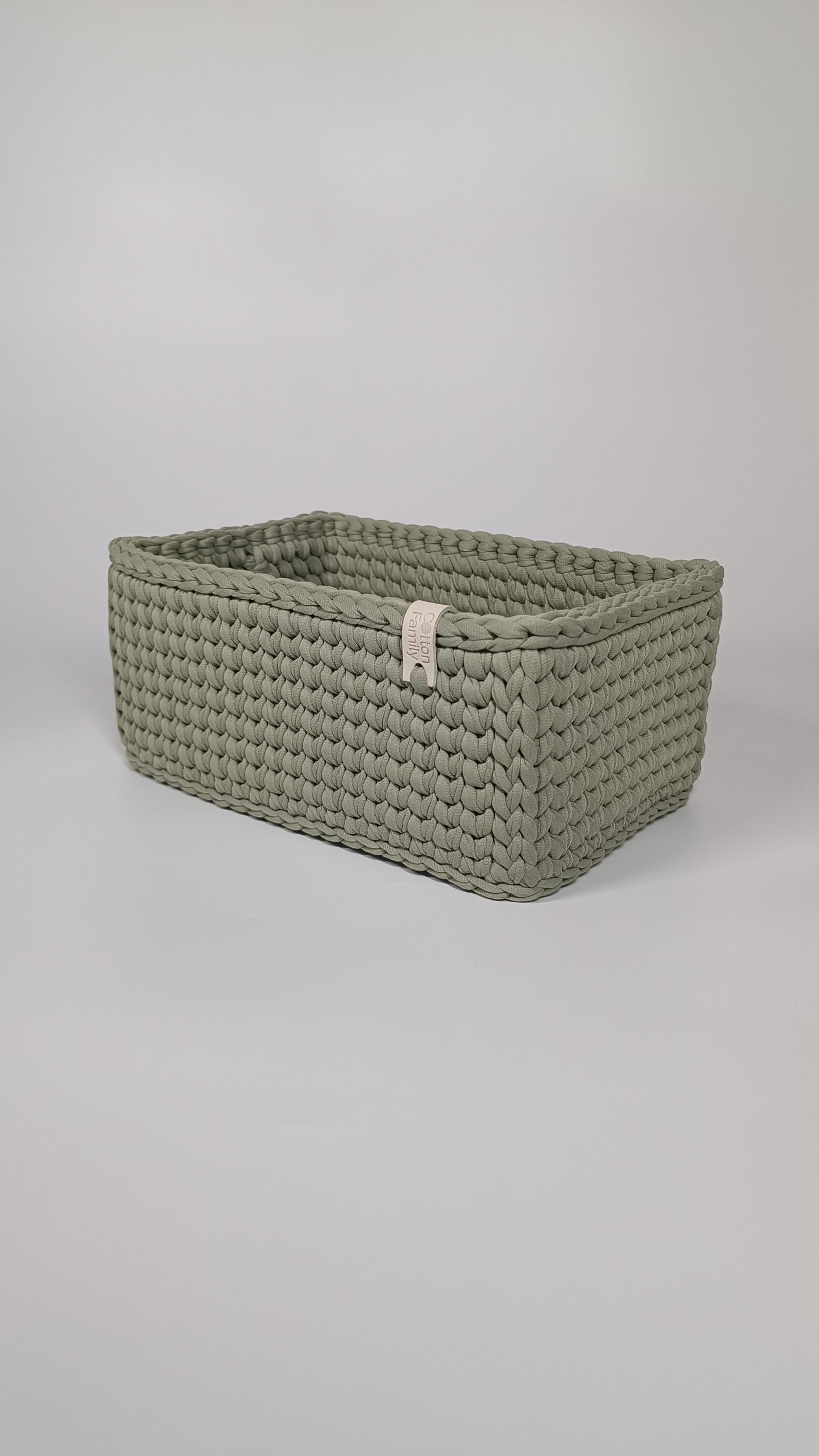 RECTO Basket — Sage Mist | Handmade Crochet Organizer with Knitted Bottom