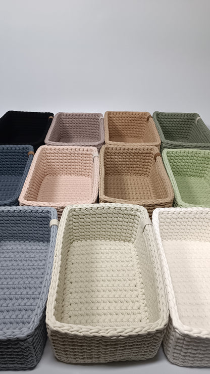 RECTO Basket — Sage Mist | Handmade Crochet Organizer with Knitted Bottom
