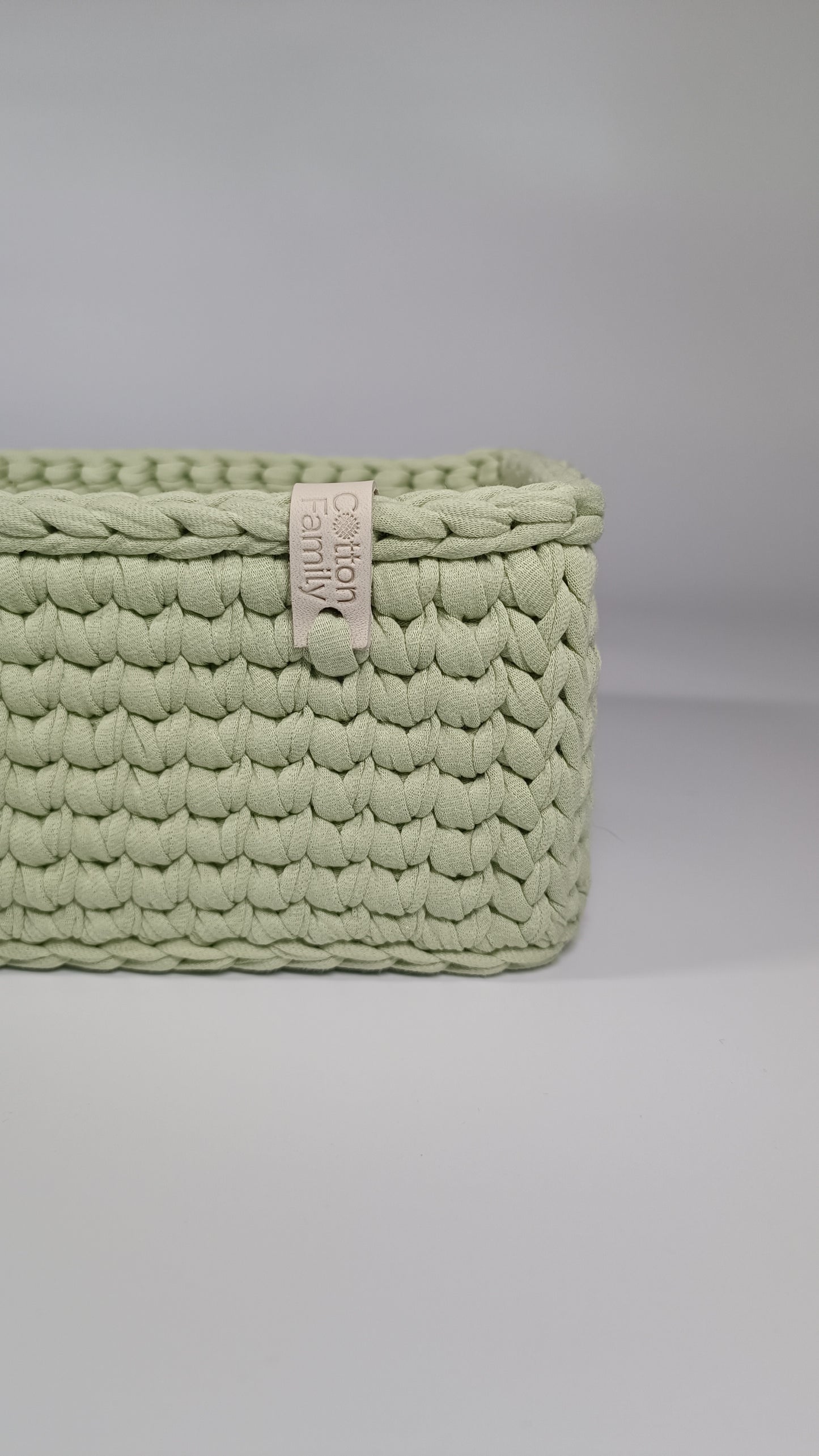 RECTO Basket — Matcha | Handmade Crochet Organizer with Knitted Bottom