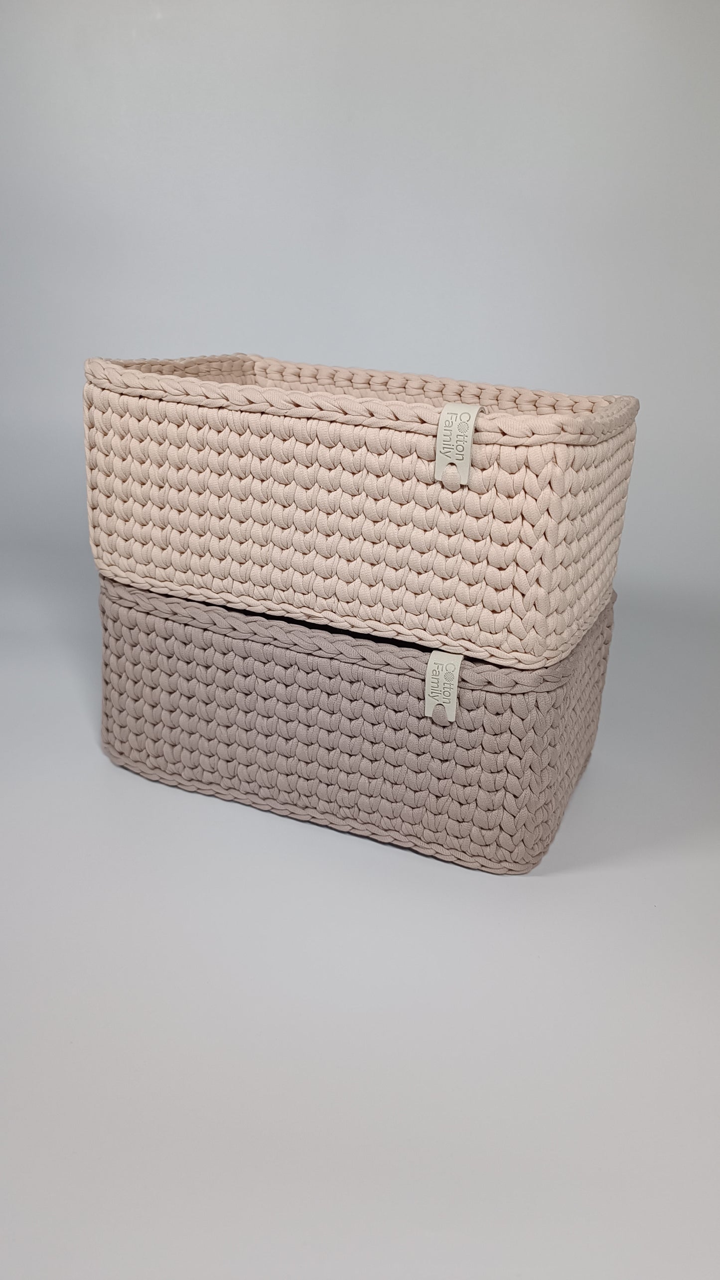 RECTO Basket — French Gray | Handmade Crochet Organizer with Knitted Bottom