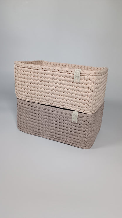 RECTO Basket — French Gray | Handmade Crochet Organizer with Knitted Bottom