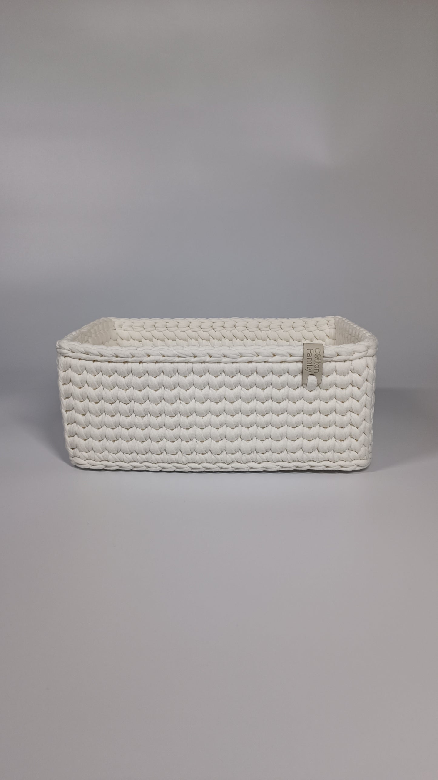 RECTO Basket — Milk | Handmade Crochet Organizer with Knitted Bottom