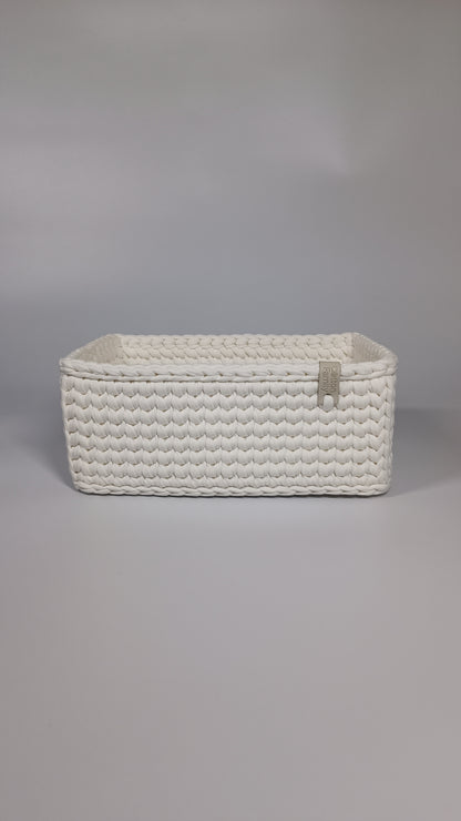 RECTO Basket — Milk | Handmade Crochet Organizer with Knitted Bottom
