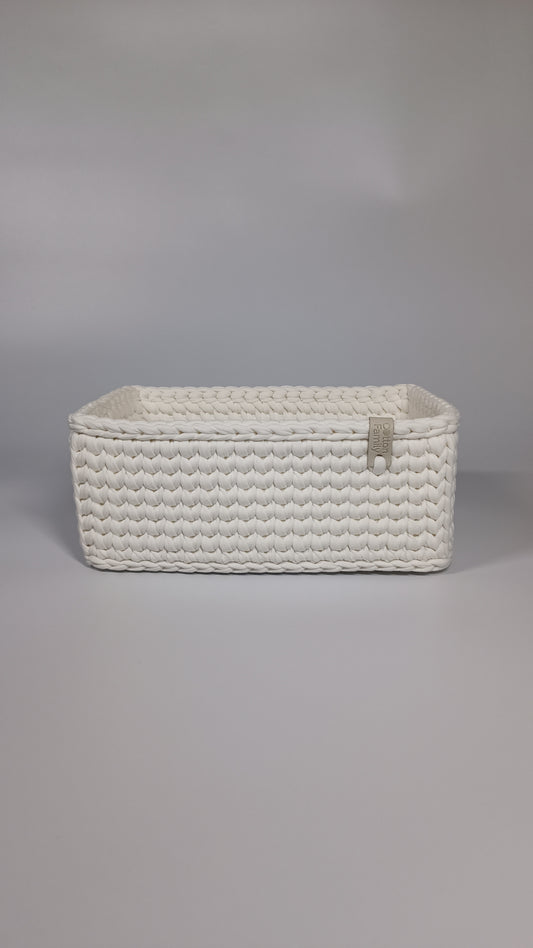RECTO Basket — Milk | Handmade Crochet Organizer with Knitted Bottom