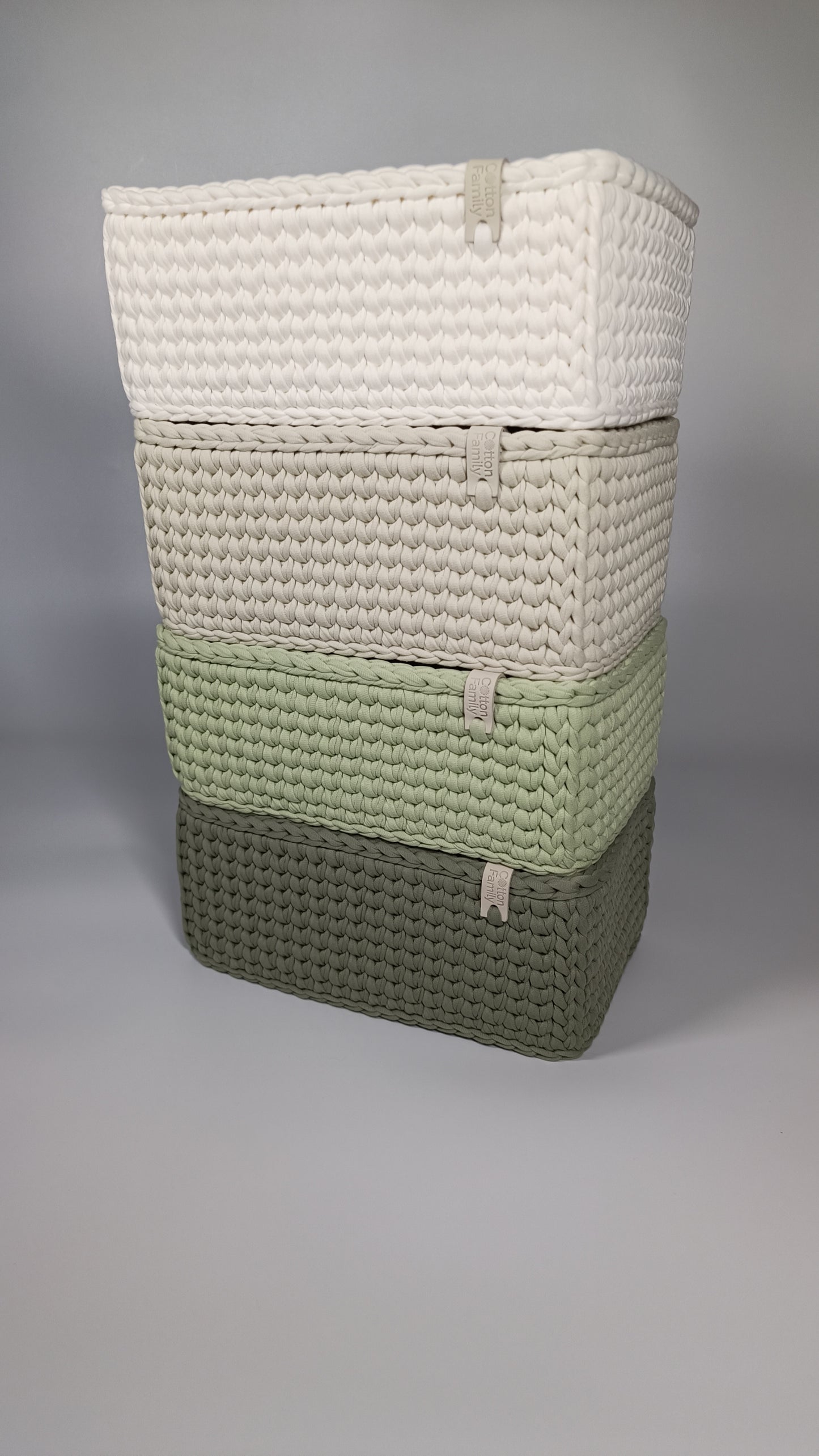 RECTO Basket — Sage Mist | Handmade Crochet Organizer with Knitted Bottom