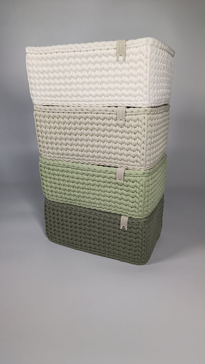 RECTO Basket — Matcha | Handmade Crochet Organizer with Knitted Bottom