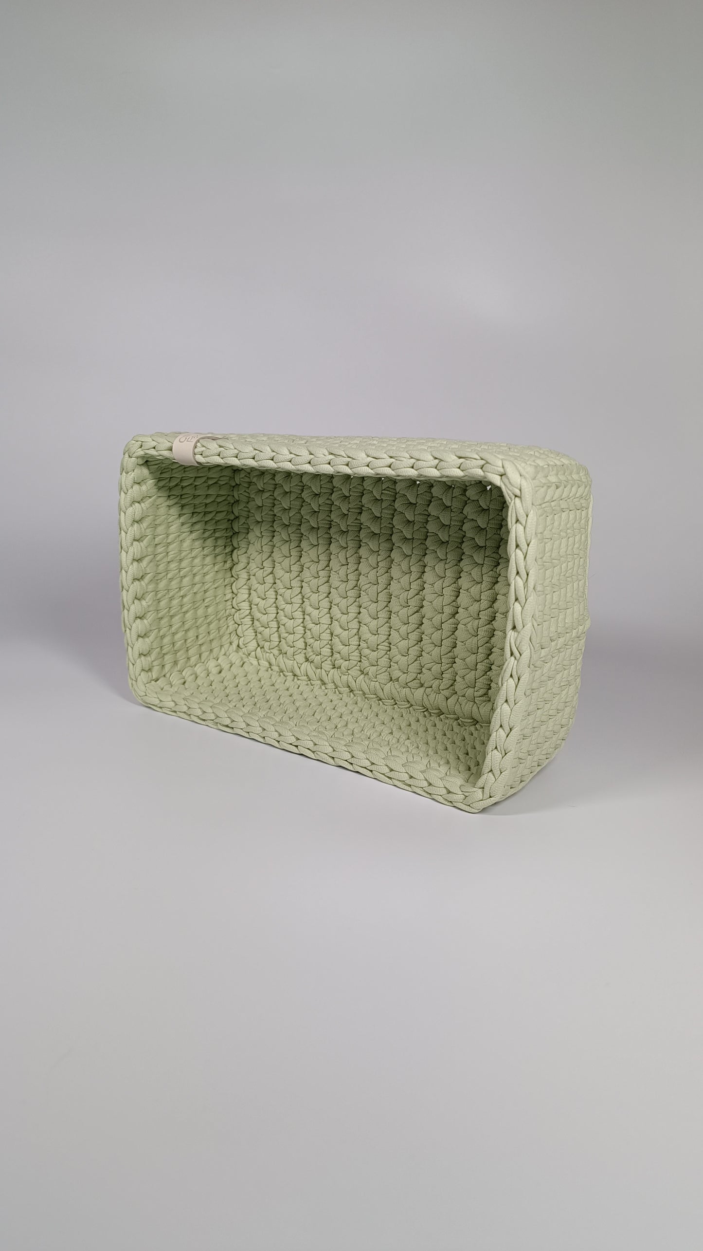 RECTO Basket — Matcha | Handmade Crochet Organizer with Knitted Bottom