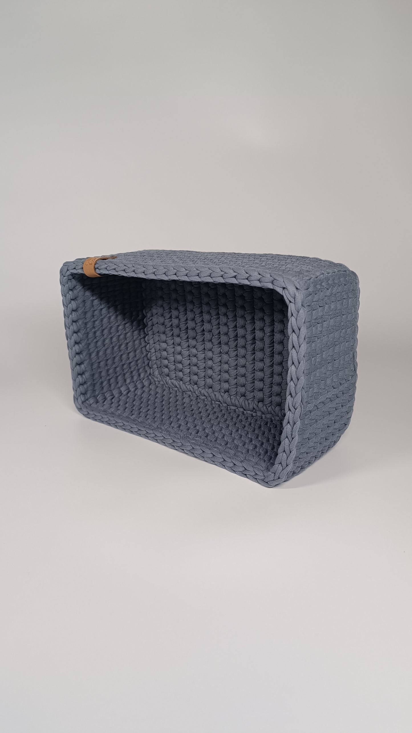 RECTO Basket — Storm | Handmade Crochet Organizer with Knitted Bottom