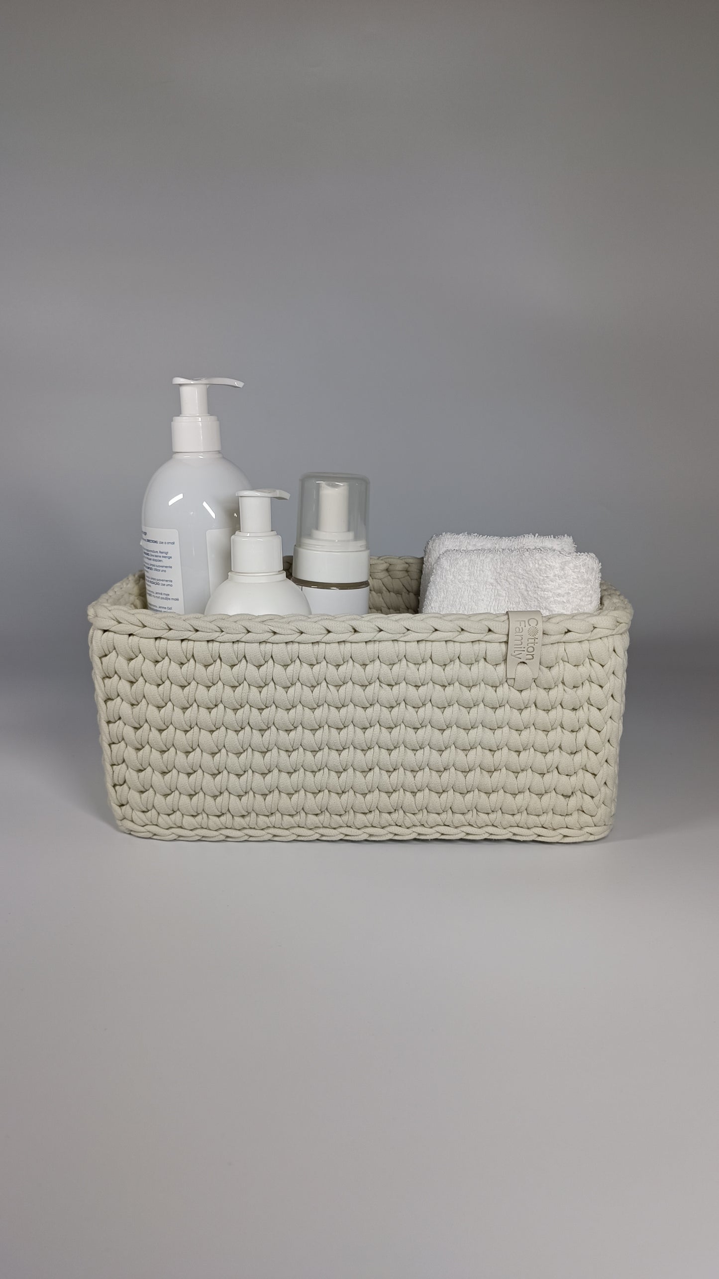 RECTO Basket — Ivory | Handmade Crochet Organizer with Knitted Bottom