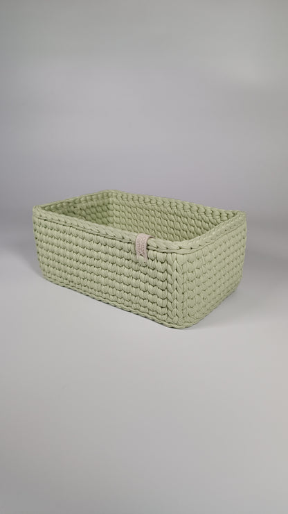 RECTO Basket — Matcha | Handmade Crochet Organizer with Knitted Bottom