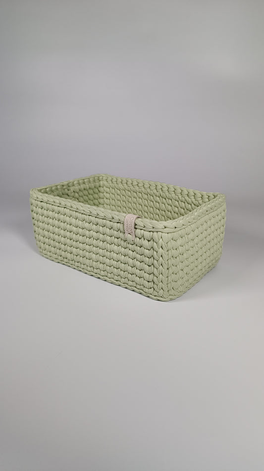 RECTO Basket — Matcha | Handmade Crochet Organizer with Knitted Bottom
