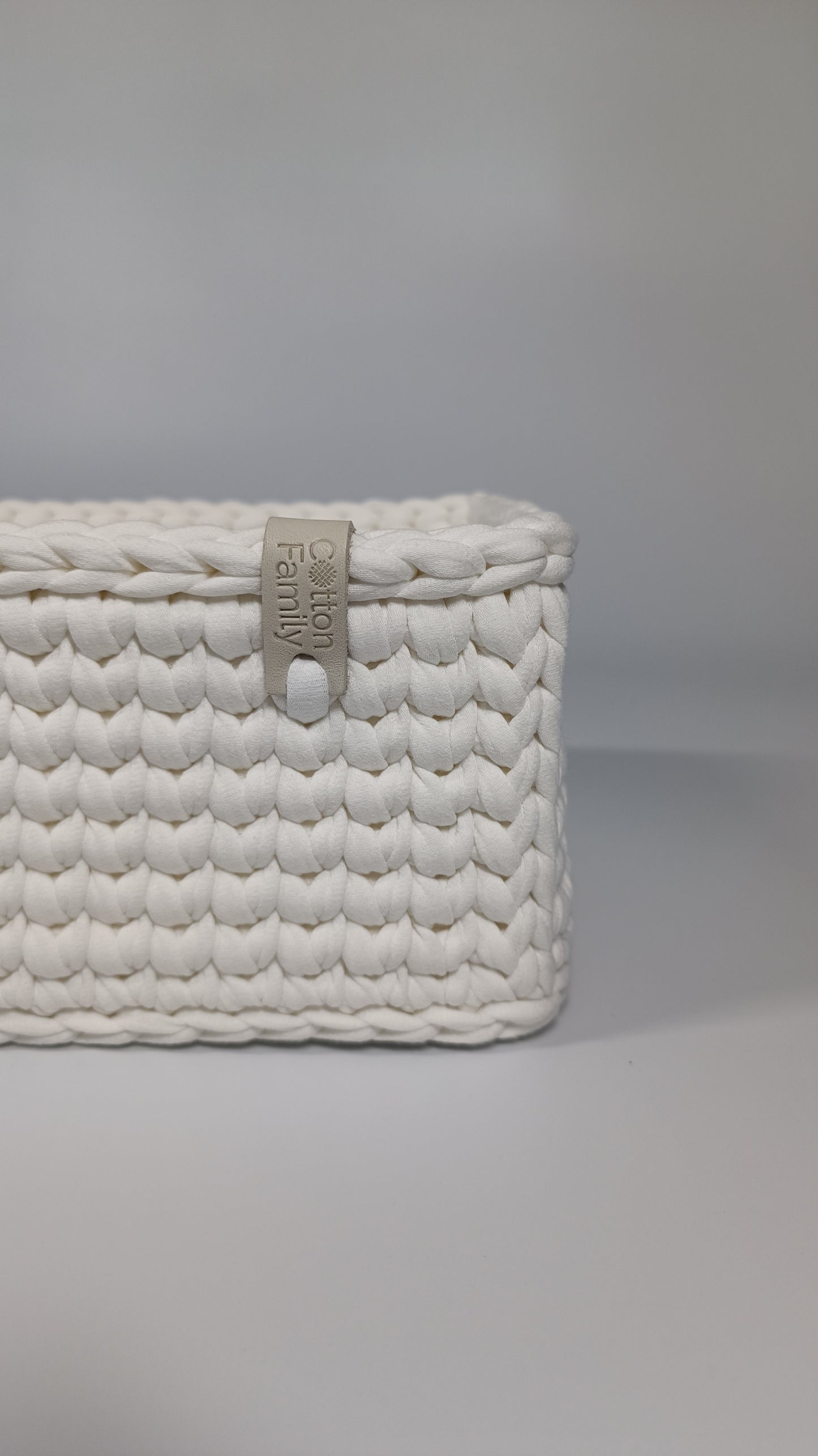 RECTO Basket — Milk | Handmade Crochet Organizer with Knitted Bottom