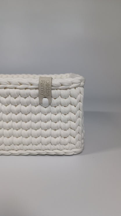 RECTO Basket — Milk | Handmade Crochet Organizer with Knitted Bottom