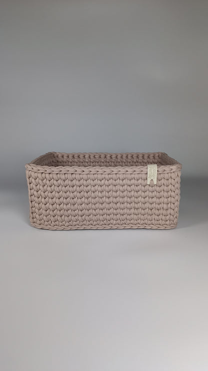 RECTO Basket — French Gray | Handmade Crochet Organizer with Knitted Bottom