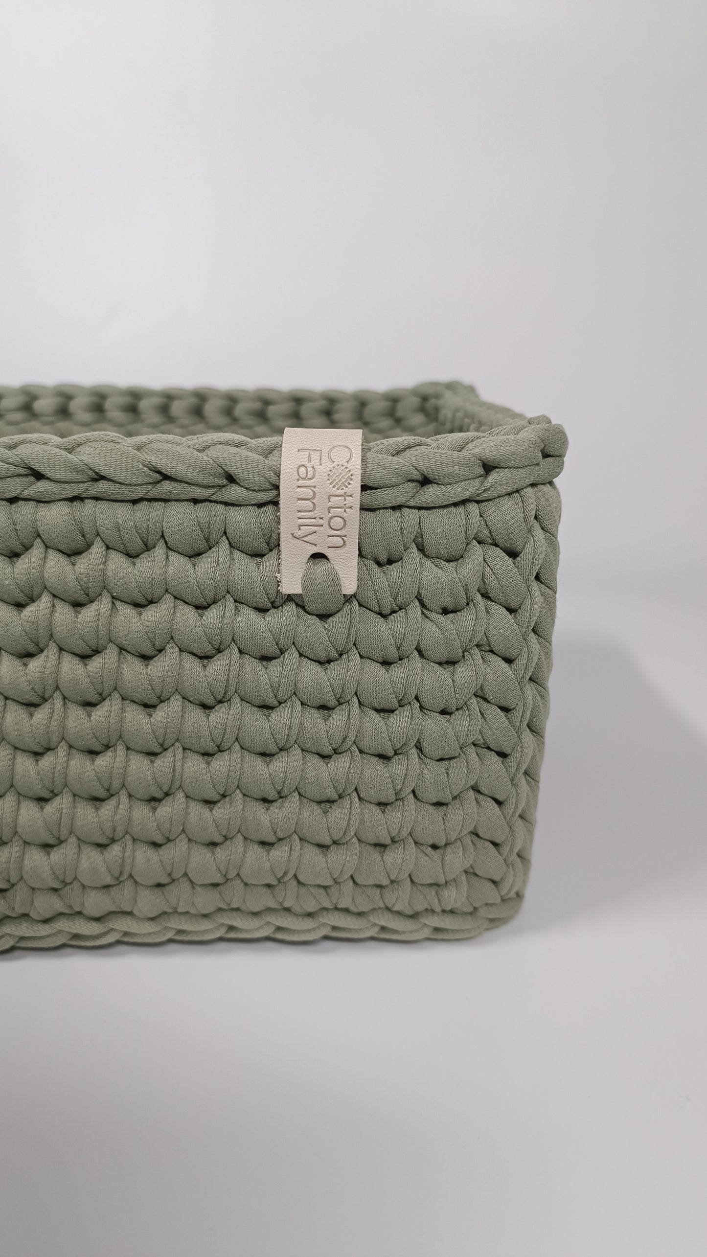 RECTO Basket — Sage Mist | Handmade Crochet Organizer with Knitted Bottom