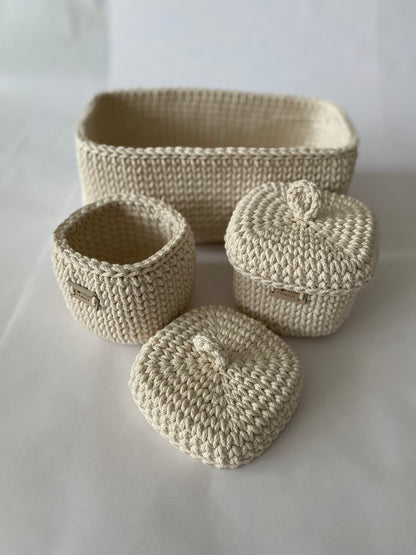 QUAD BOX Set — Natural | Handcrafted Bathroom & Home Organizers