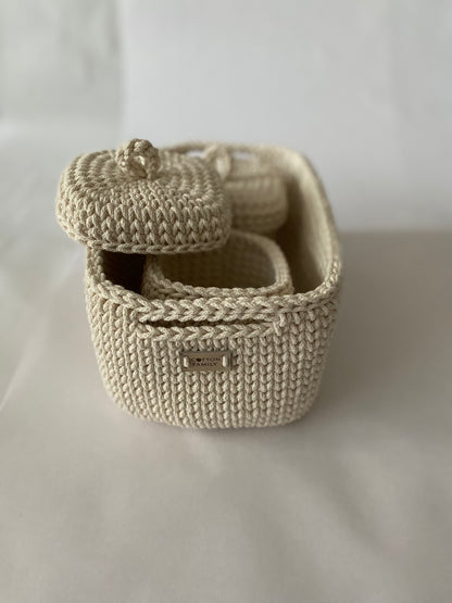 QUAD BOX Set — Natural | Handcrafted Bathroom & Home Organizers