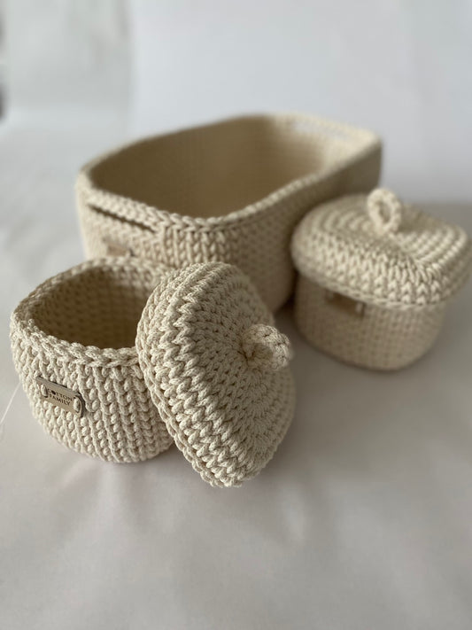 QUAD BOX Set — Natural | Handcrafted Bathroom & Home Organizers