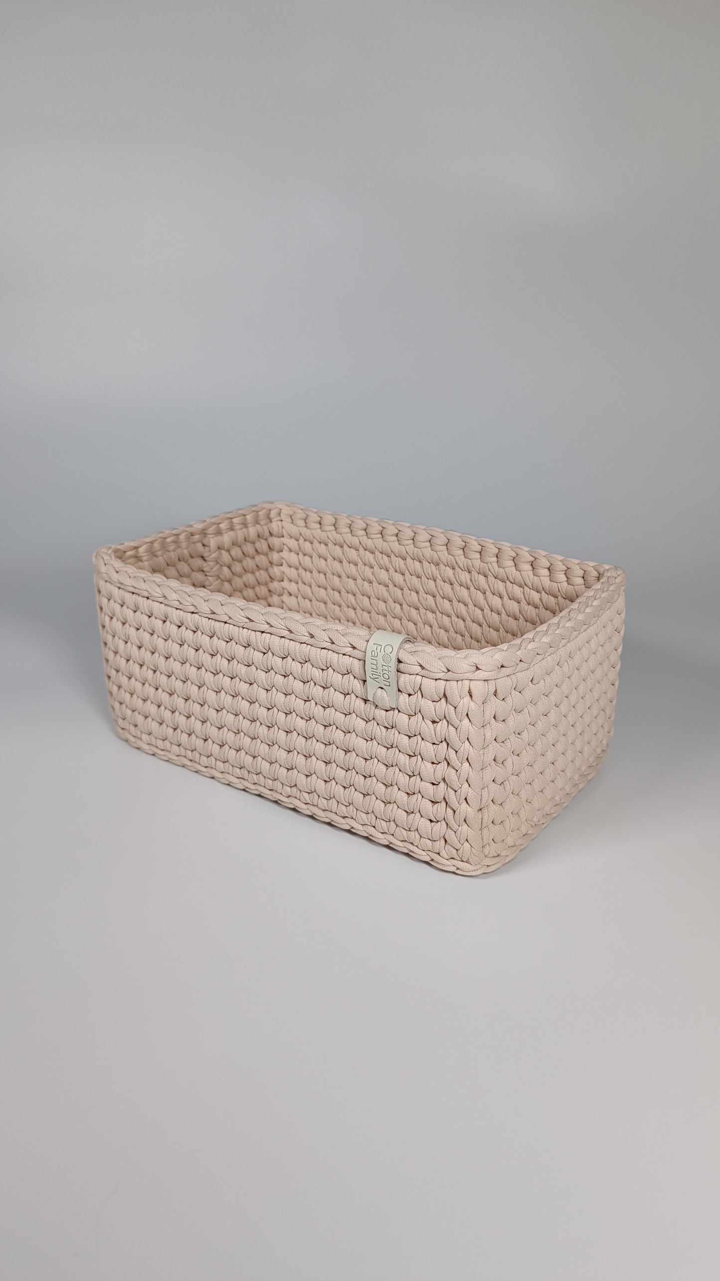 RECTO Basket — Powder | Handmade Crochet Organizer with Knitted Bottom