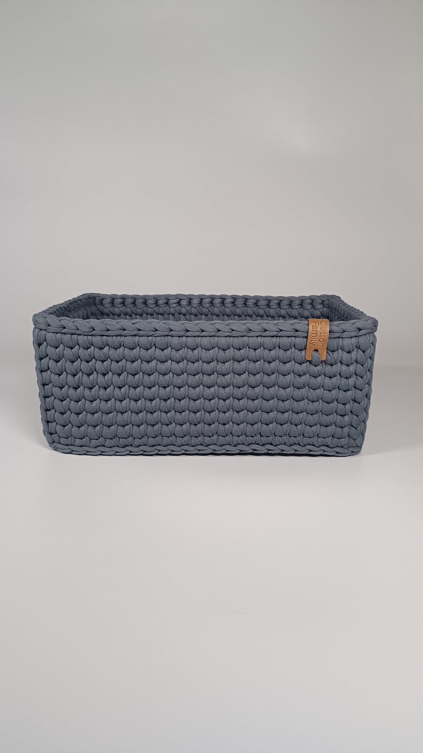 RECTO Basket — Storm | Handmade Crochet Organizer with Knitted Bottom