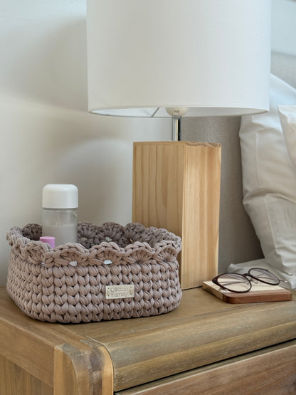 Petal Basket — French Gray | Minimalist Crochet Storage by Cotton Family Design