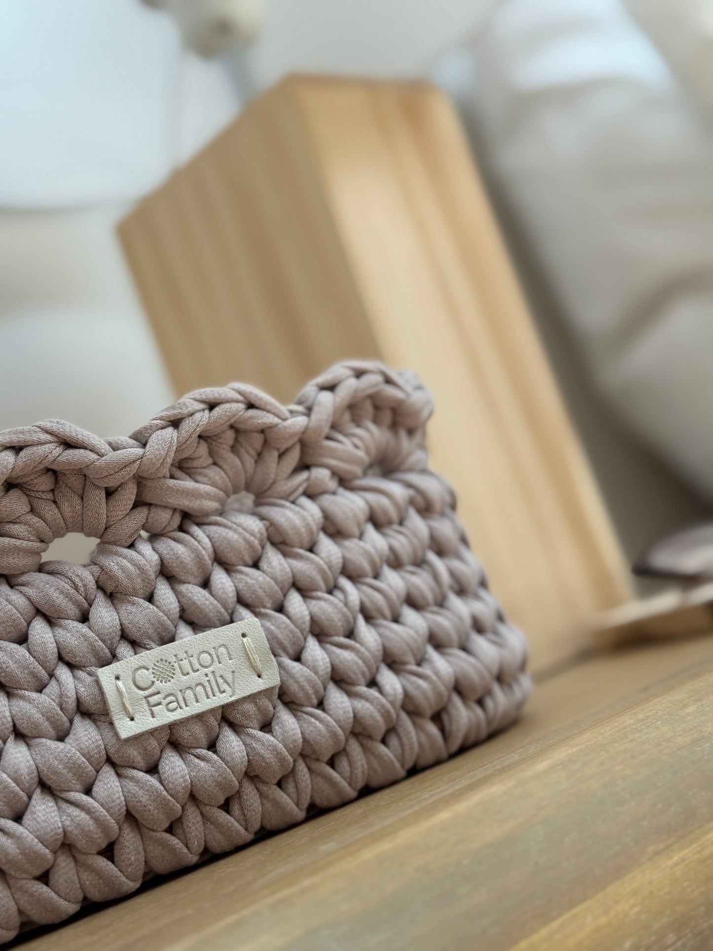 Petal Basket — French Gray | Minimalist Crochet Storage by Cotton Family Design