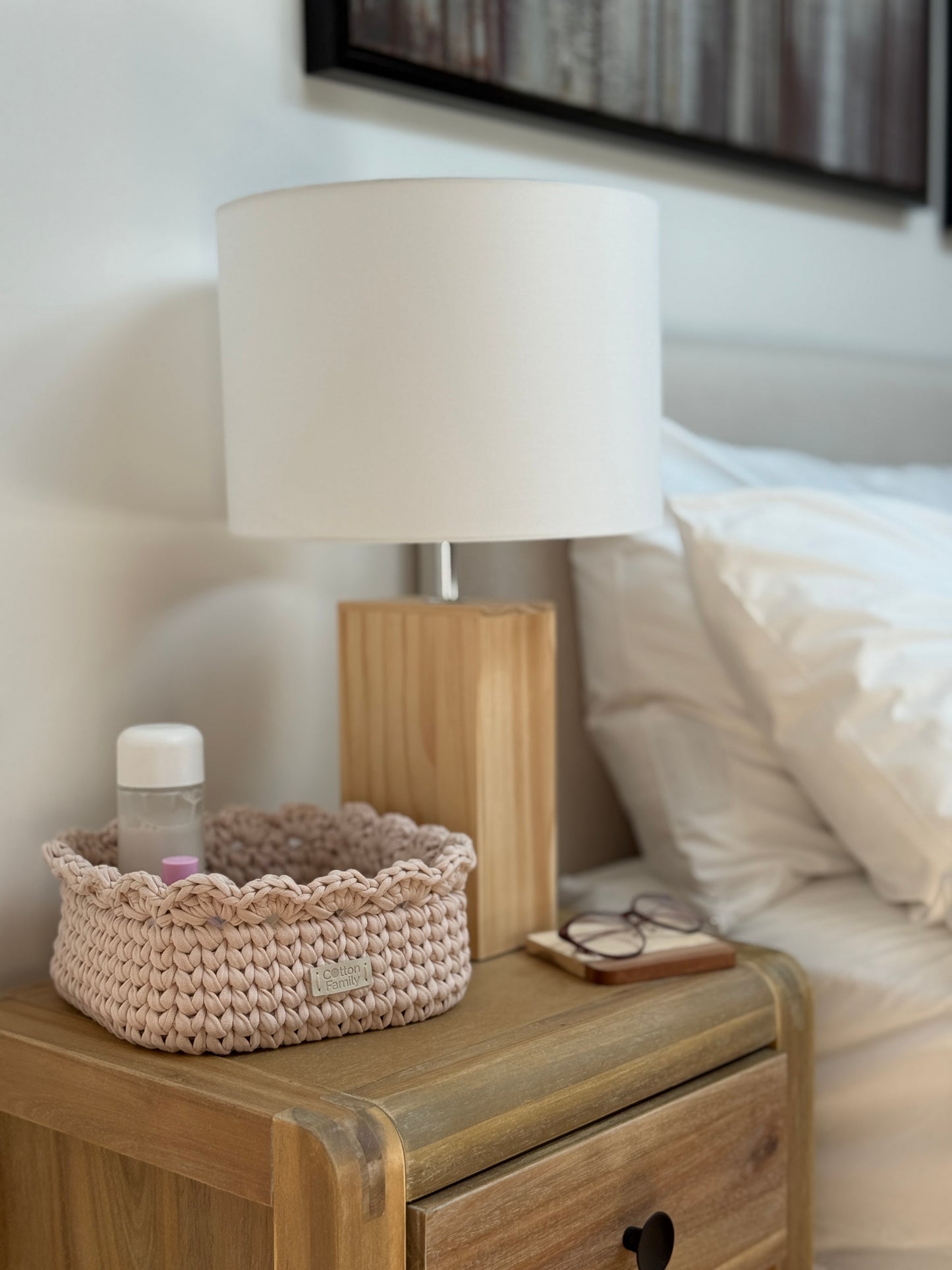 Petal Basket — Powder | Soft Pastel Crochet Storage by Cotton Family Design