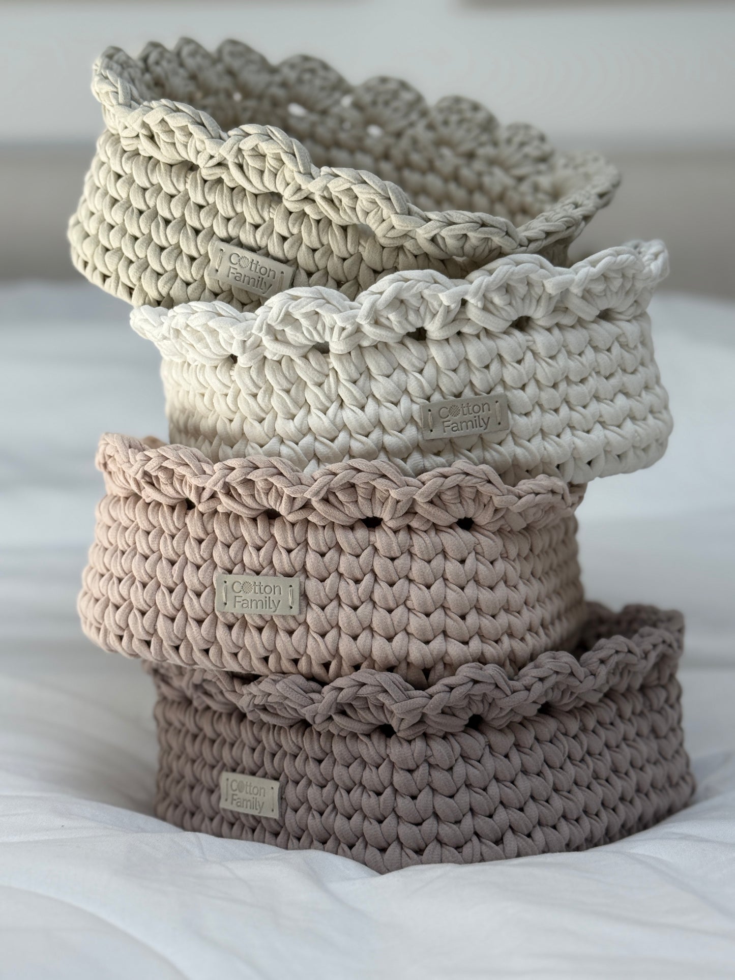 Petal Basket — French Gray | Minimalist Crochet Storage by Cotton Family Design