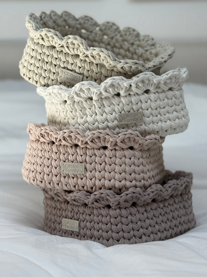 Petal Basket — French Gray | Minimalist Crochet Storage by Cotton Family Design