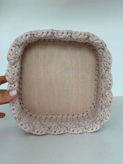 Petal Basket — Powder | Soft Pastel Crochet Storage by Cotton Family Design