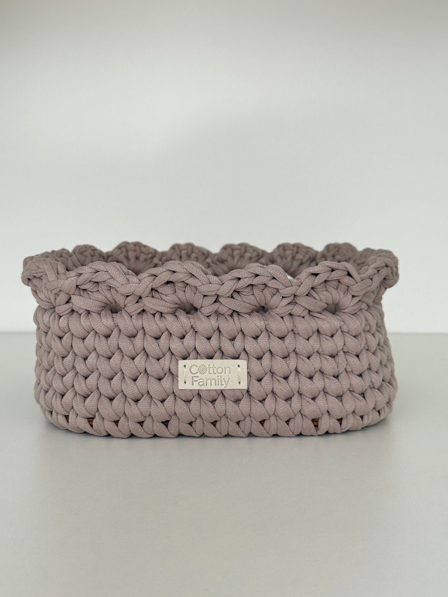 Petal Basket — French Gray | Minimalist Crochet Storage by Cotton Family Design