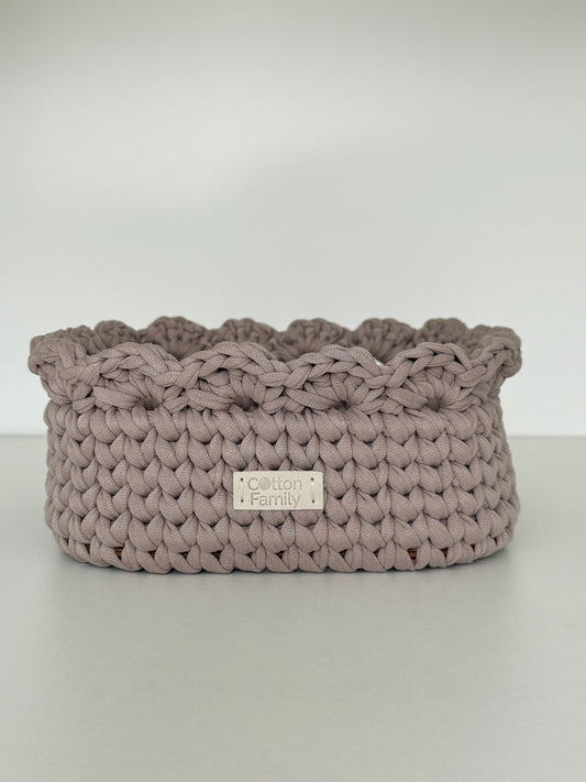 Petal Basket — French Gray | Minimalist Crochet Storage by Cotton Family Design