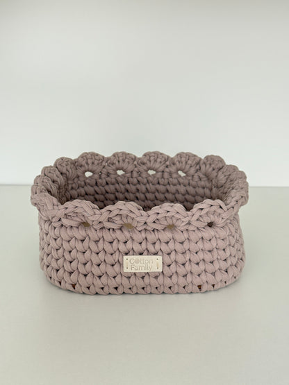 Petal Basket — French Gray | Minimalist Crochet Storage by Cotton Family Design