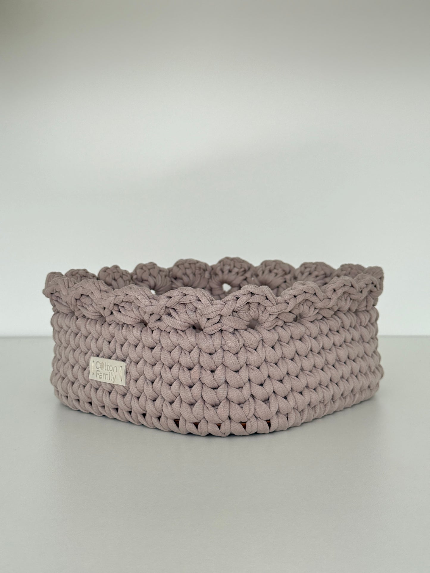 Petal Basket — French Gray | Minimalist Crochet Storage by Cotton Family Design