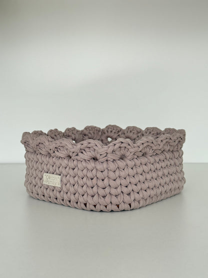 Petal Basket — French Gray | Minimalist Crochet Storage by Cotton Family Design