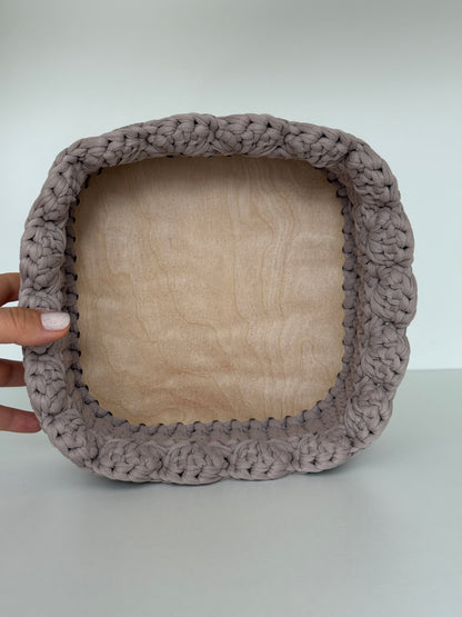 Petal Basket — French Gray | Minimalist Crochet Storage by Cotton Family Design