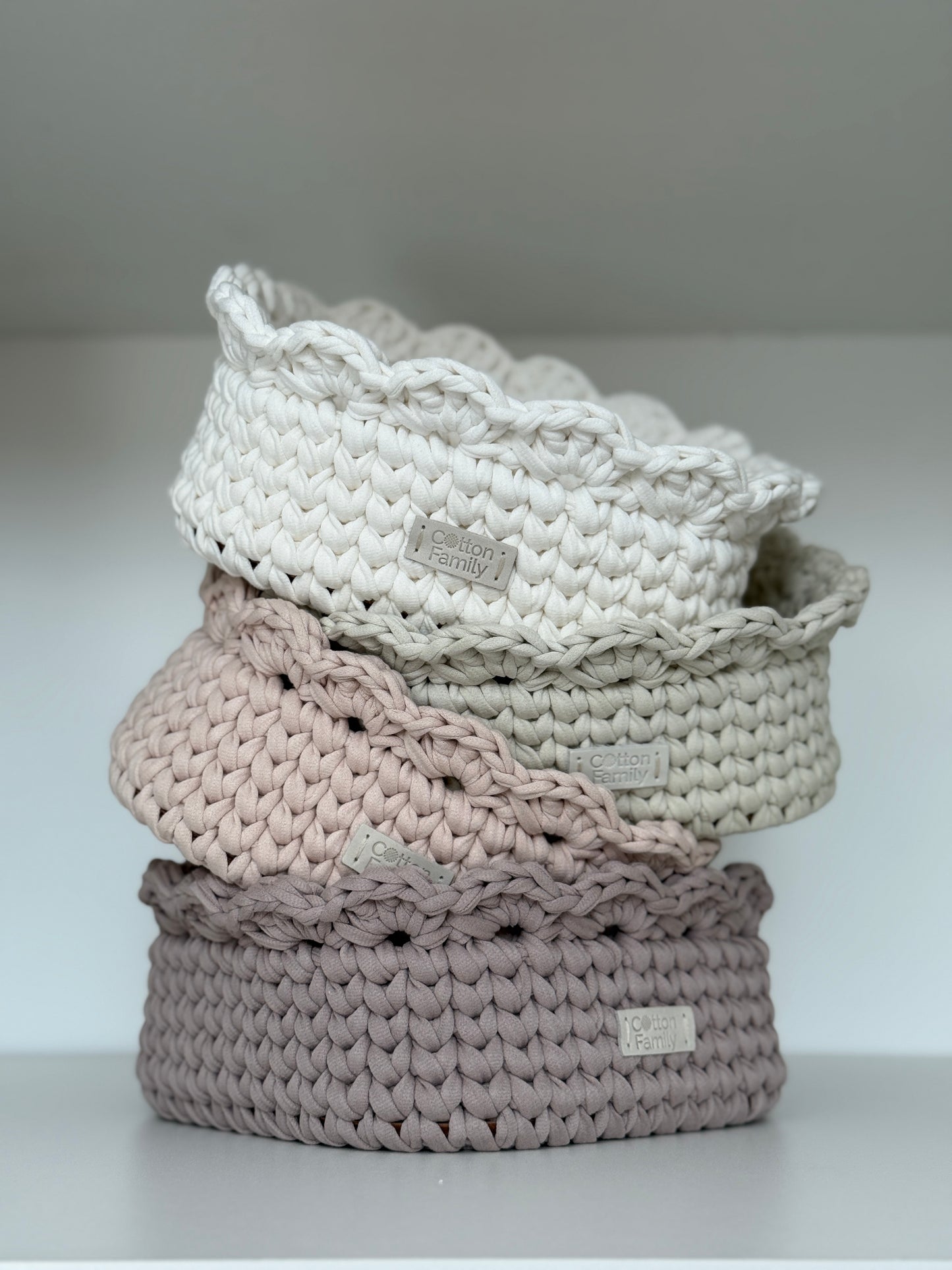 Petal Basket — French Gray | Minimalist Crochet Storage by Cotton Family Design
