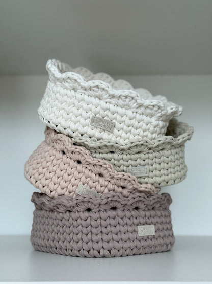 Petal Basket — French Gray | Minimalist Crochet Storage by Cotton Family Design