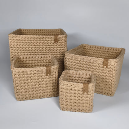CUBE Wood Basket — Warm Sand