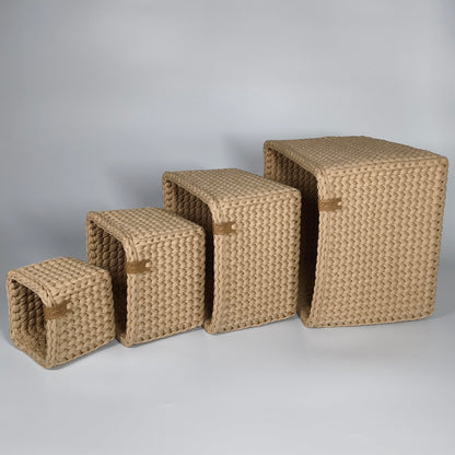 CUBE Wood Basket — Warm Sand