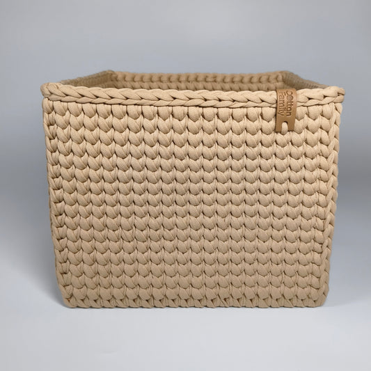 CUBE Wood Basket — Warm Sand