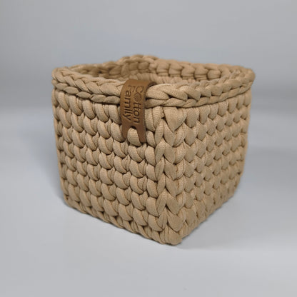 CUBE Wood Basket — Warm Sand