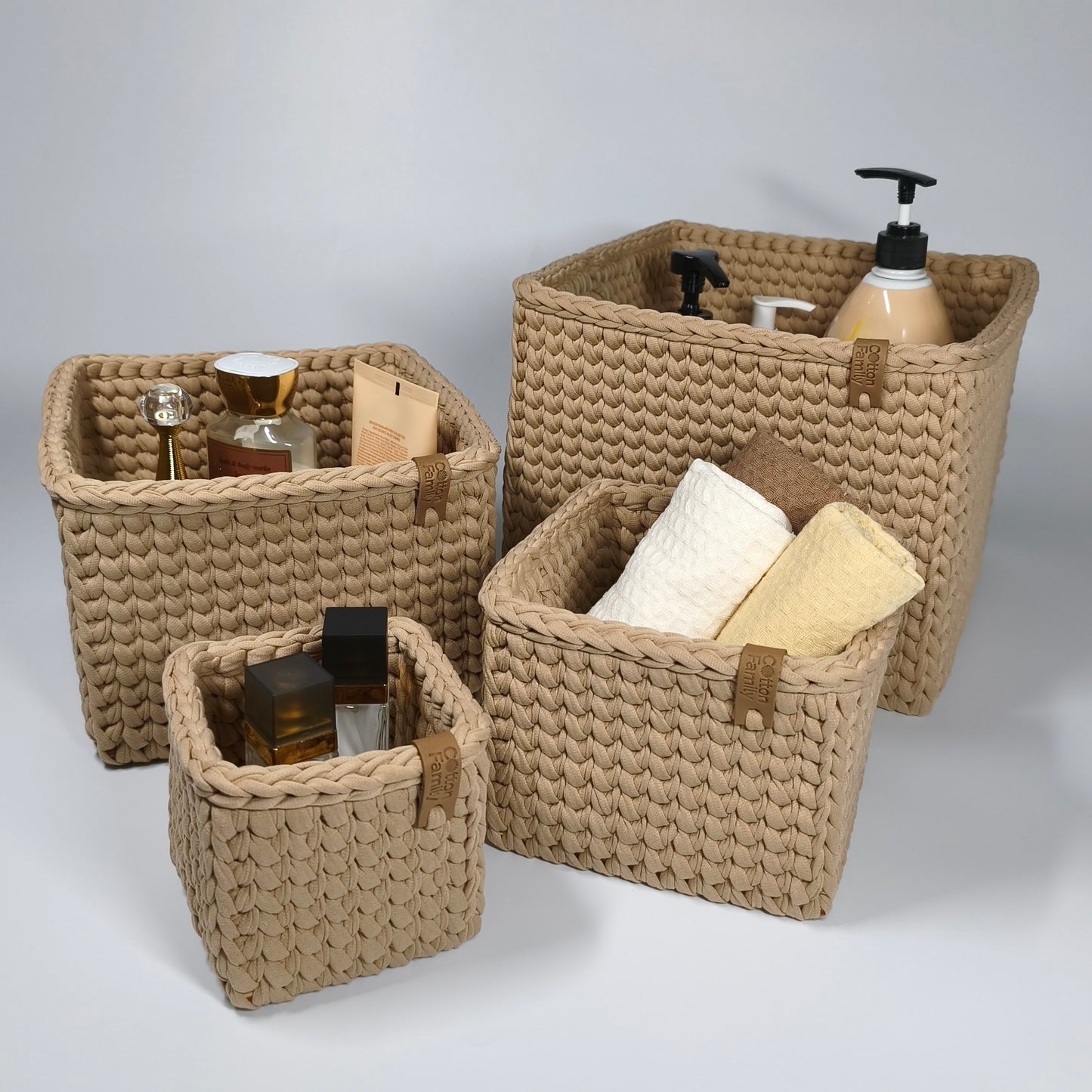 CUBE Wood Basket — Warm Sand