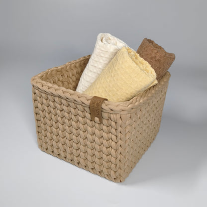 CUBE Wood Basket — Warm Sand