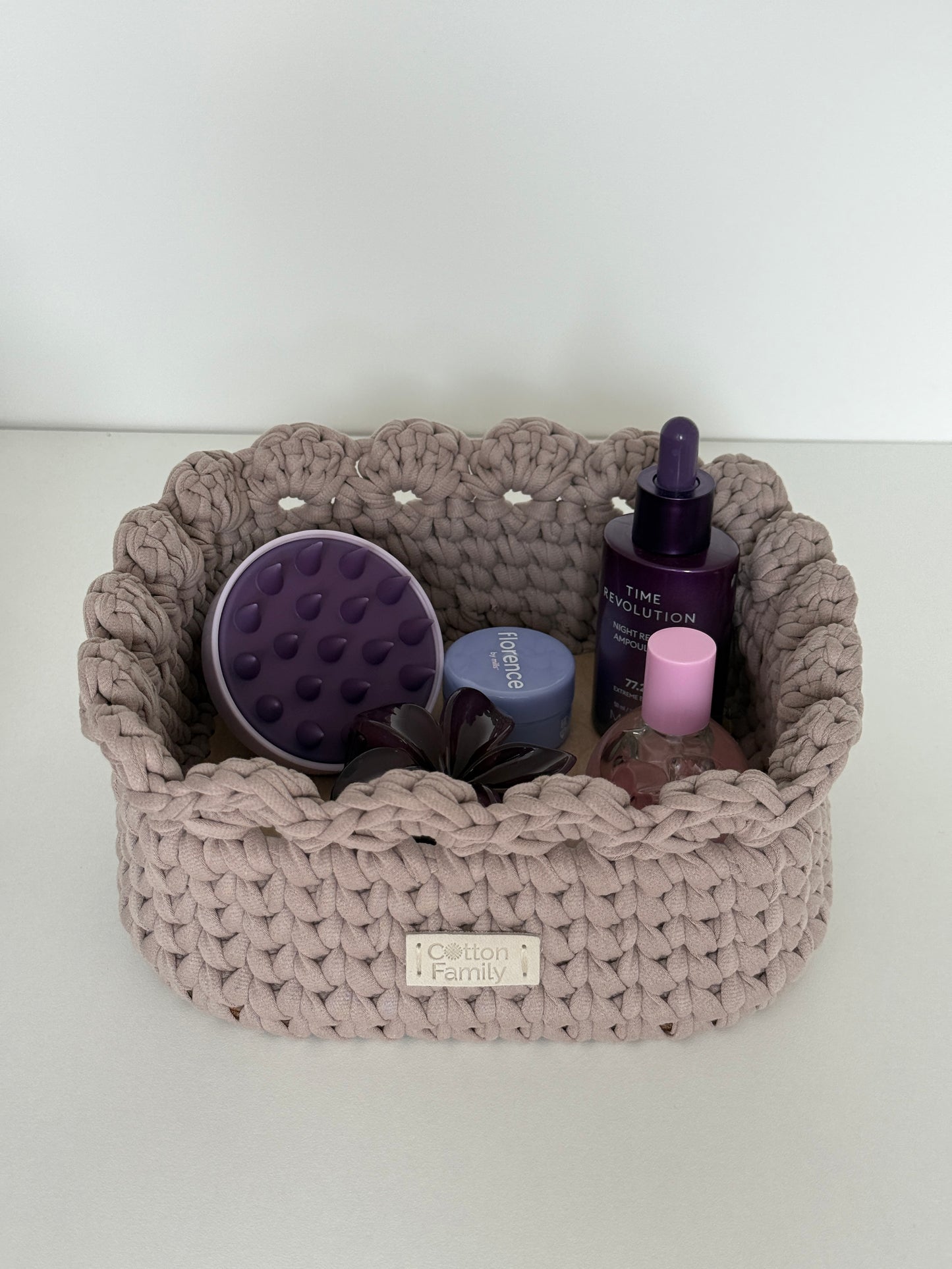Petal Basket — French Gray | Minimalist Crochet Storage by Cotton Family Design