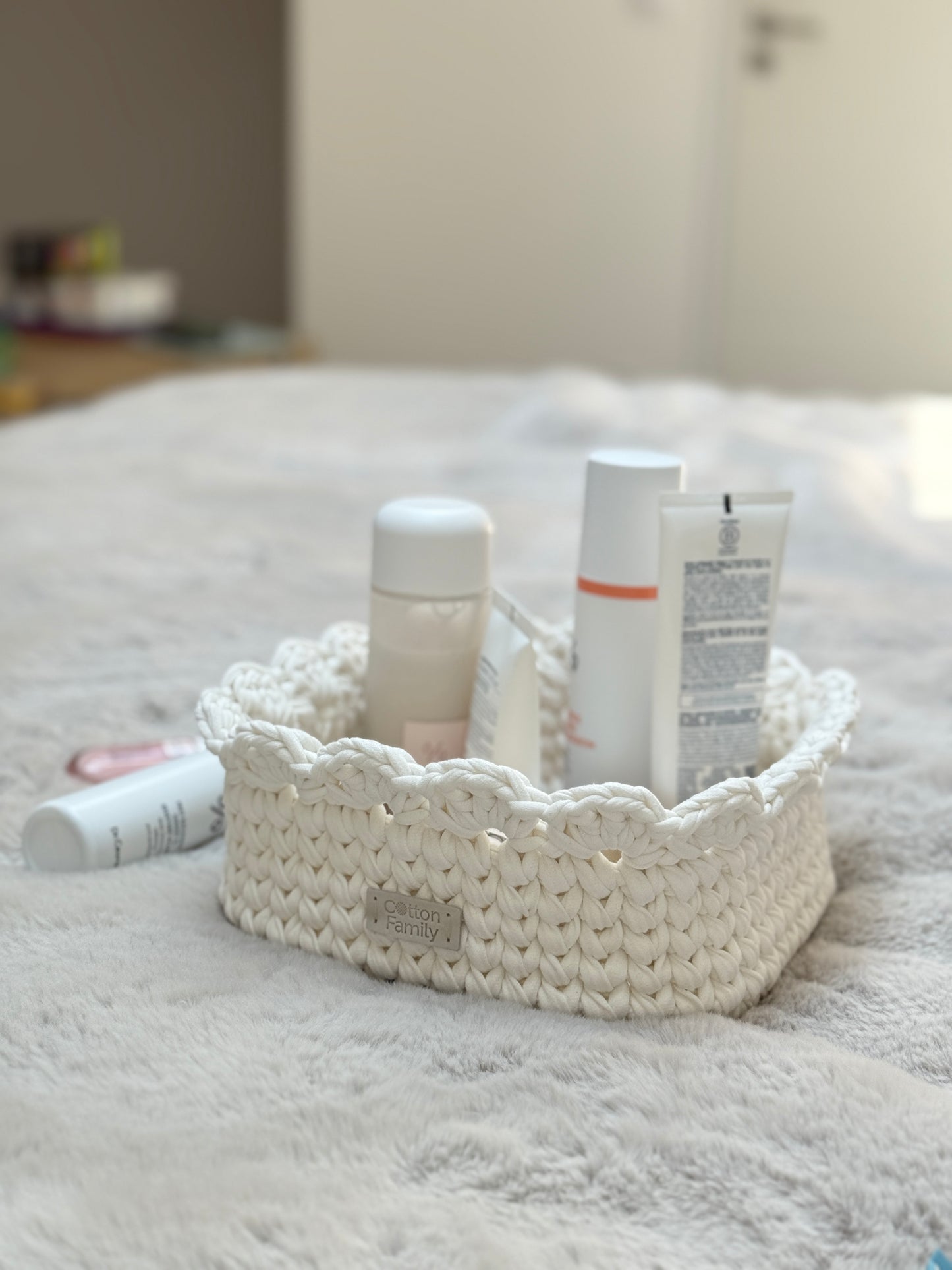 Petal Basket — Milk | Soft-Edge Decorative Storage by Cotton Family Design